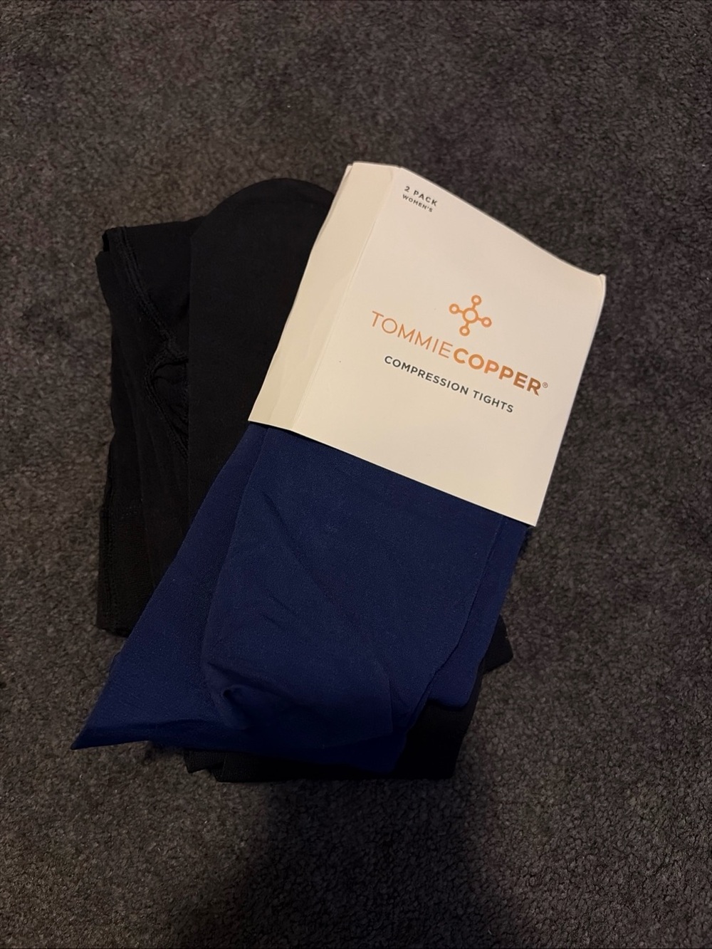 Tommie Copper 2-Pack Womens Ultra-Fit Compression Tights Black/ Blue 2XL NWT